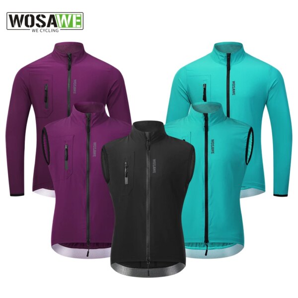 WOSAWE, chaqueta de ciclismo para hombre, cortavientos impermeable para bicicleta de montaña, chaqueta MTB, chaleco cortaviento para correr, camisetas de bicicleta con bolsillos grandes