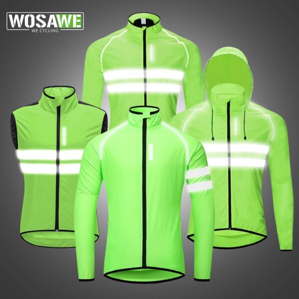 WOSAWE-Chaqueta de ciclismo para hombre, cortavientos impermeable, ropa de bicicleta a prueba de viento, reflectante, para correr, montaña, bicicleta de carretera, abrigos MTB