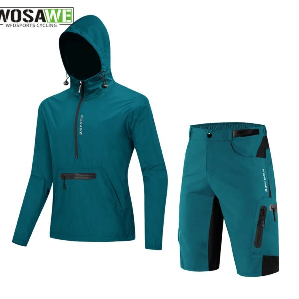 WOSAWE, chaqueta y pantalones cortos de ciclismo para hombre, pantalones cortos de carreras todoterreno, impermeables, deportes al aire libre, traje de motocicleta transpirable