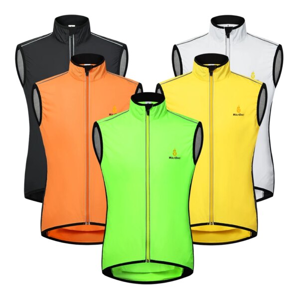 WOSAWE-Chaleco de ciclismo para hombre, chaqueta cortavientos sin mangas, chaleco negro ligero para exteriores, resistente al viento, para deportes de montaña, de malla