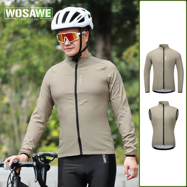 WOSAWE-Chaqueta cortavientos para ciclismo para hombre y mujer, chaqueta cortavientos para bicicleta de grava, camisa ligera de manga larga para ciclismo de montaña