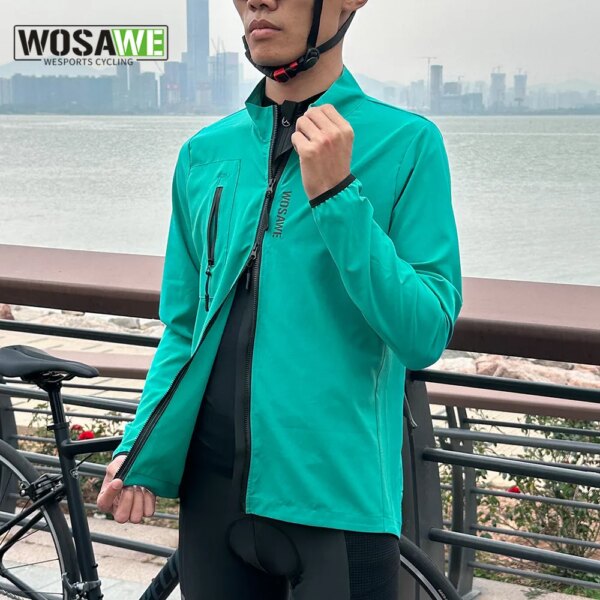 WOSAWE-Chaqueta de ciclismo al aire libre para hombre, cortavientos deportivo impermeable de secado rápido, protección solar para correr, chaleco de ciclismo para bicicleta