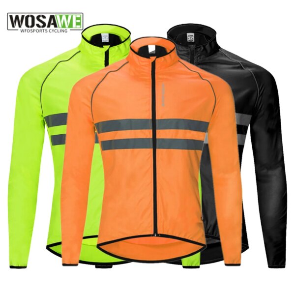 WOSAWE, chaquetas de ciclismo a prueba de viento para hombre, chaqueta reflectante impermeable para bicicleta de montaña, chaqueta cortavientos para montar en bicicleta, M-3XL