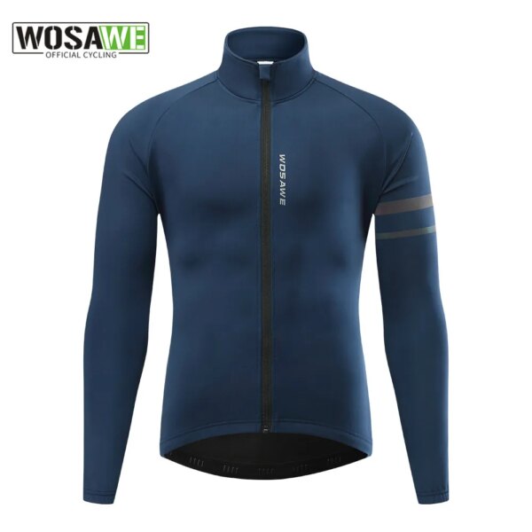 WOSAWE-Chaqueta térmica de Ciclismo para hombre, Jersey de manga larga con forro polar a prueba de viento para correr y Ciclismo