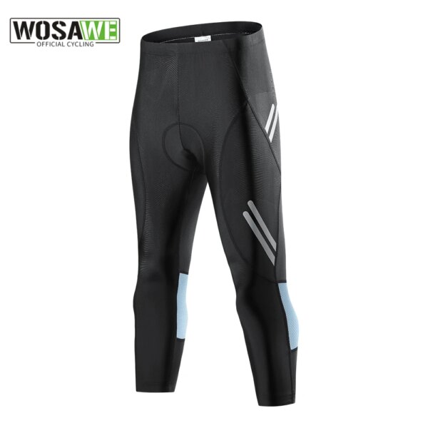 WOSAWE pantalones de ciclismo para hombre reflectantes 3/4 pantalones cortos de ciclismo MTB pantalones de bicicleta transpirable Gel acolchado bicicleta medias largas Capris