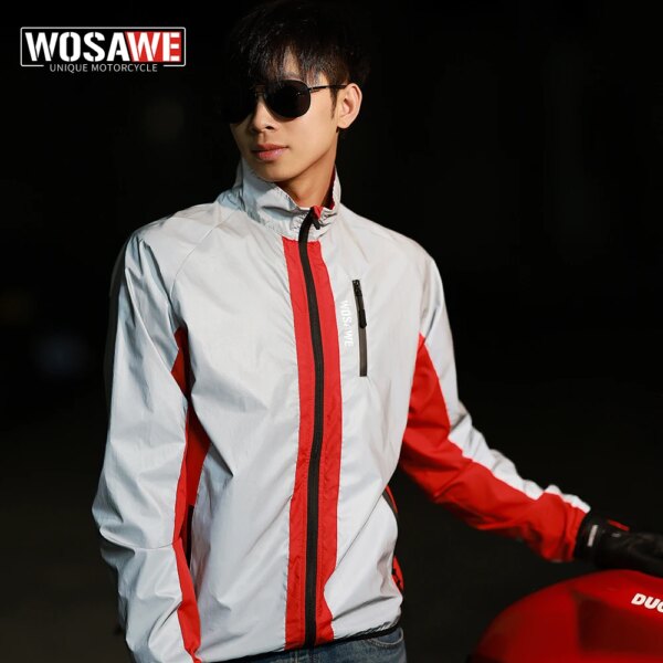 WOSAWE, abrigo reflectante completo para motocicleta, chaqueta para bicicleta MTB, cortavientos para Motocross, bicicleta suave a prueba de viento, impermeable, alta visibilidad