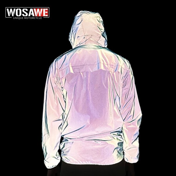 WOSAWE chaqueta reflectante de motocicleta con capucha cortavientos de seguridad impermeable para hombres y mujeres abrigo de Hip Hop chaqueta de fiesta de Navidad