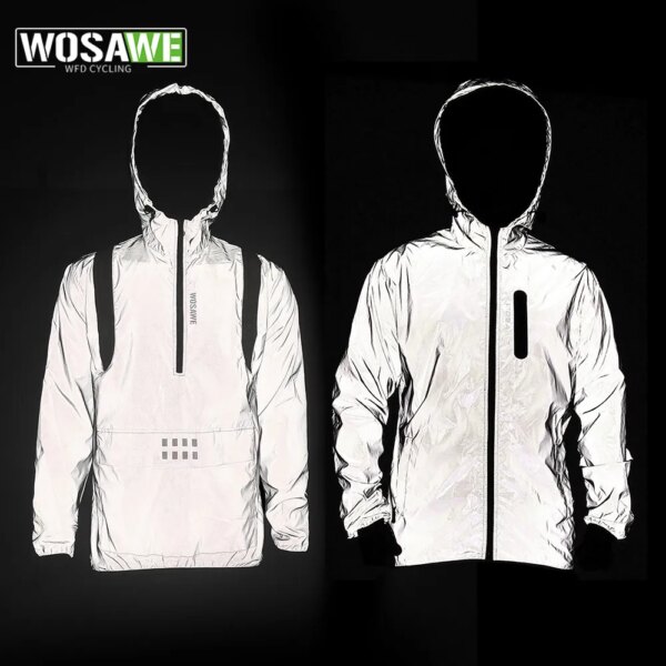 WOSAWE nueva chaqueta reflectante completa para hombres/mujeres cazadora Harajuku chaquetas con capucha noche brillante abrigos con cremallera chaqueta