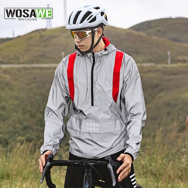 WOSAWE ropa nueva chaquetas noctilucentes para hombre ropa de ciclismo rompevientos reflectante chaqueta impermeable para mujer Abrigo con capucha Unisex