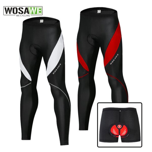 WOSAWE, pantalones largos a prueba de viento para bicicleta de montaña al aire libre, pantalones de ciclismo, ropa deportiva negra con almohadilla de Gel, ropa de ciclismo para hombre