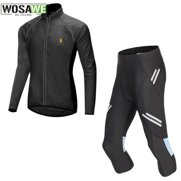 WOSAWE-Conjunto de Jersey de ciclismo profesional, ropa de manga larga impermeable a prueba de viento, chaqueta para bicicleta de montaña, almohadillas de Gel para bicicleta, pantalones