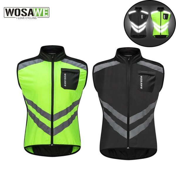 WOSAWE Pro-Chaleco de ciclismo para hombre, reflectante, resistente al viento, impermeable, transpirable, chaqueta para bicicleta de montaña, chaleco de seguridad sin mangas