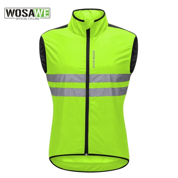 WOSAWE chaqueta reflectante de ciclismo sin mangas a prueba de viento transpirable chaleco de seguridad de conducción nocturna MTB chaquetas para bicicleta de carretera