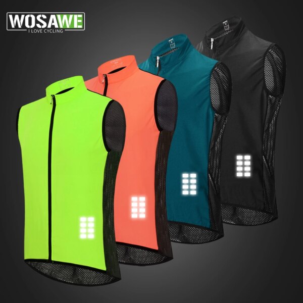 WOSAWE chaleco reflectante para ciclismo para hombre, chaleco ligero sin mangas de secado rápido para correr, chaleco de seguridad para bicicleta de carretera, ropa para bicicleta de montaña