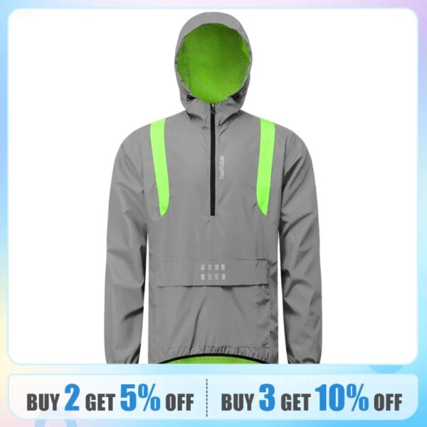 WOSAWE chaqueta reflectante para hombre, chaqueta reflectante completa Unisex para bicicleta, chaqueta para correr, chaqueta de ciclismo impermeable y transpirable a prueba de viento