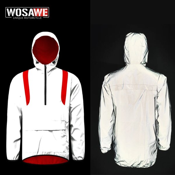 WOSAWE Rider chaqueta reflectante Casual rompevientos de estilo hip hop abrigo deportivo nocturno con capucha ropa fluorescente chaqueta de bolsillo para correr