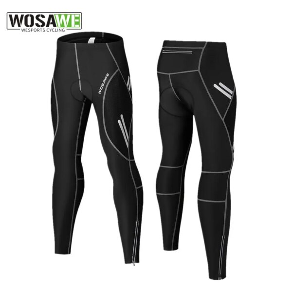 WOSAWE, pantalones de ciclismo de verano para hombre, mallas transpirables con almohadilla de GEL para bicicleta, mallas inferiores para bicicleta de montaña, pantalones largos reflectantes para descenso de bicicleta