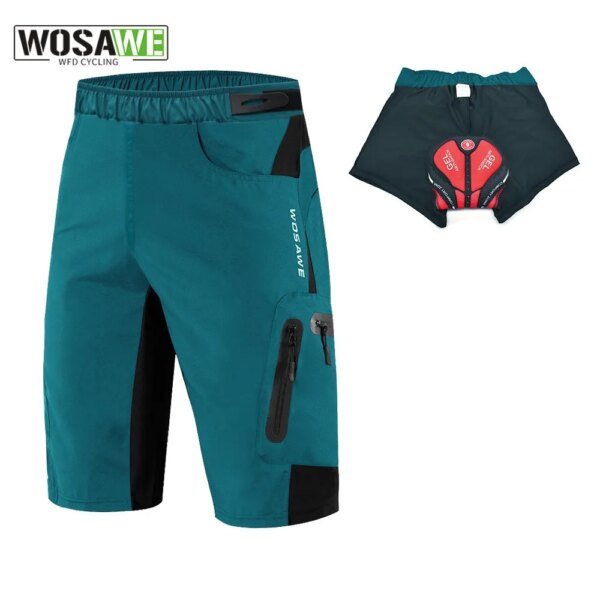 WOSAWE, pantalones cortos de ciclismo de verano para hombre, pantalones cortos para bicicleta de montaña, pantalones cortos transpirables para deportes al aire libre, pantalones cortos para bicicleta de montaña o de carretera