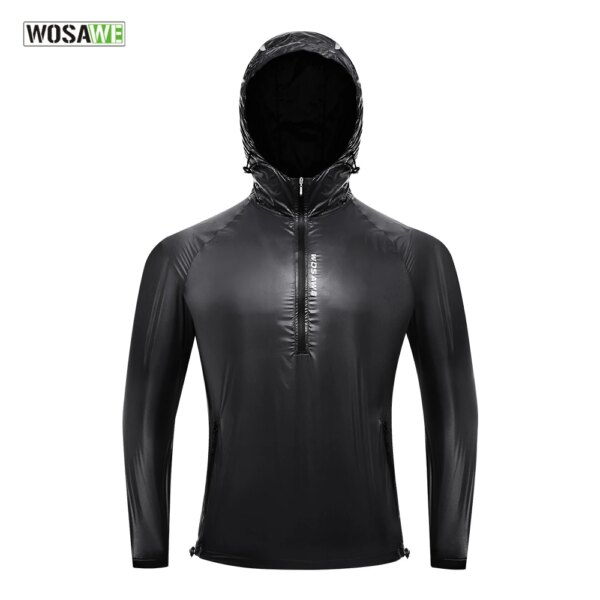 WOSAWE-Chaqueta de lluvia para ciclismo para hombre, fina y ultraligera, impermeable, con capucha, para bicicleta, correr, cortavientos plegable