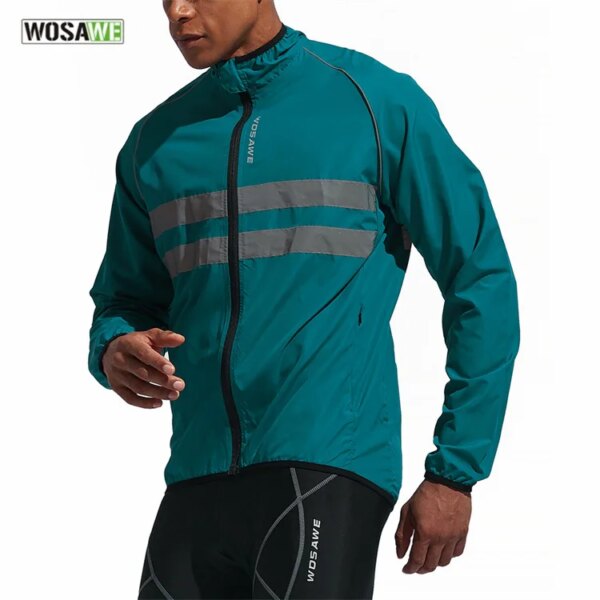 WOSAWE-cortavientos reflectante ultraligero para ciclismo, chaqueta de manga larga para correr, bicicleta de carretera, MTB, ropa de ciclismo impermeable a prueba de viento