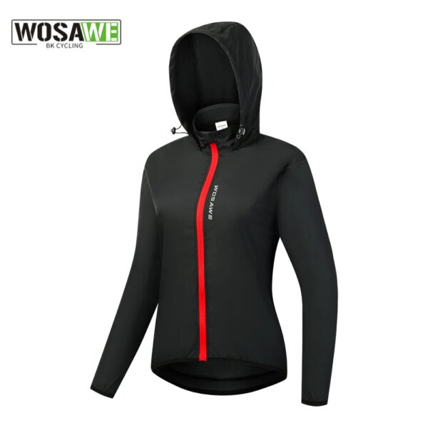 WOSAWE-Chaqueta de ciclismo a prueba de viento para mujer, cortavientos con capucha, ropa para montar en bicicleta de montaña, deportes al aire libre, chaleco para correr en bicicleta