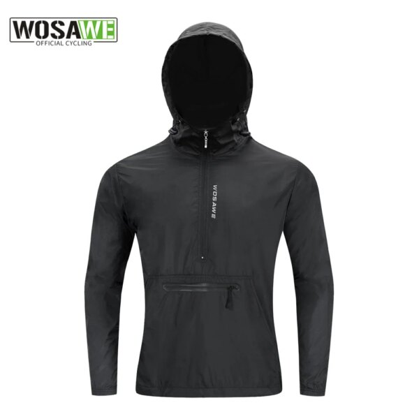 WOSAWE-Chaqueta de ciclismo a prueba de viento con capucha para hombre, cortavientos reflectante para bicicleta de montaña, abrigo deportivo para montar, Jersey largo