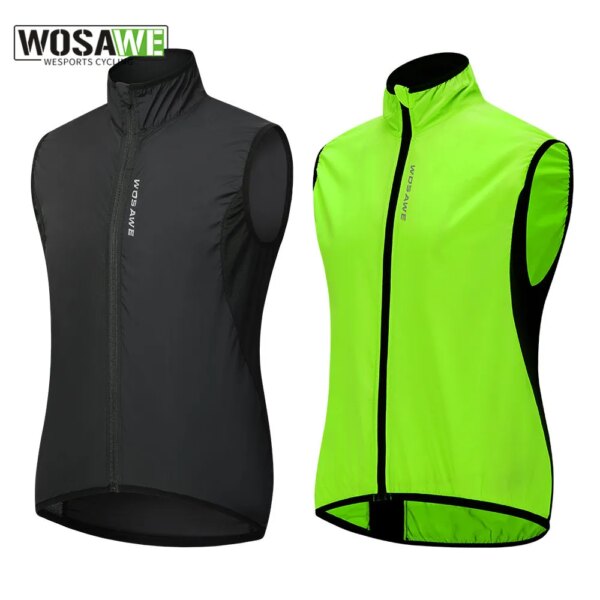 WOSAWE-Chaleco de ciclismo a prueba de viento para hombre y mujer, chaquetas ligeras para ciclismo de montaña, reflectante, para correr, montar en bicicleta, Jersey sin mangas