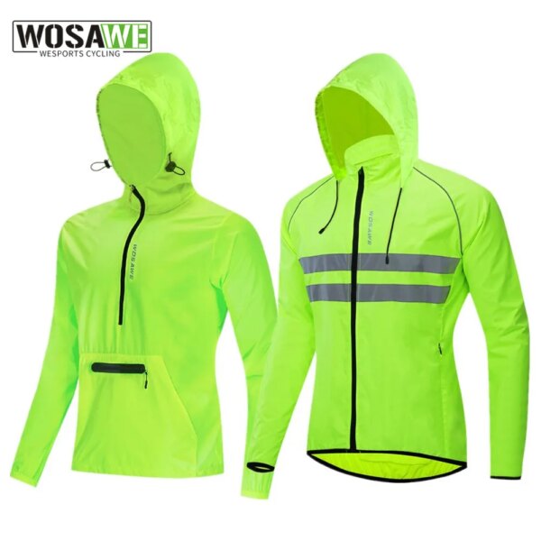 WOSAWE, chaqueta de ciclismo a prueba de viento para hombre, ropa deportiva, abrigo reflectante para bicicleta de descenso, repelente de lluvia, Jersey largo para bicicleta, cortavientos