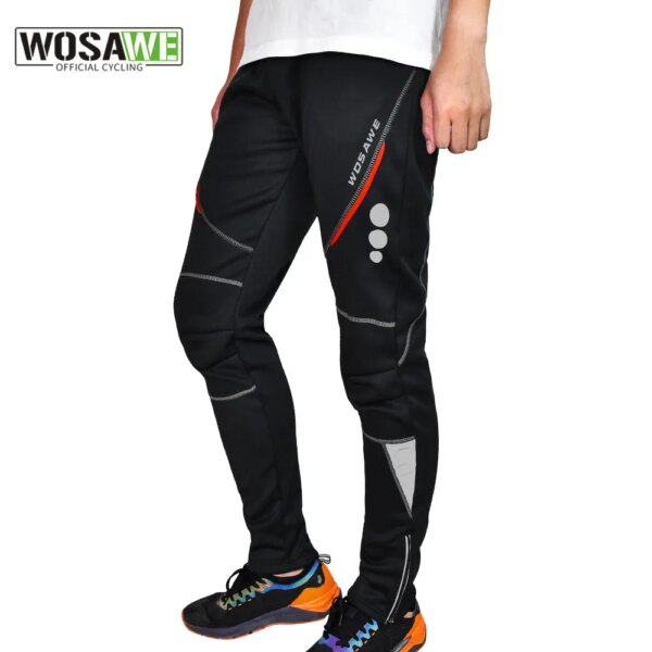 WOSAWE, pantalones de ciclismo a prueba de viento para hombre, forro polar de invierno, pantalones impermeables cálidos para bicicleta de montaña, ciclismo, pesca, Fitness