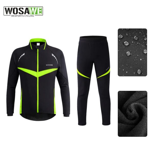 WOSAWE-ropa de ciclismo para hombre, trajes de montar en bicicleta, chaqueta de manga larga, equipo de bicicleta grueso a prueba de viento, invierno y otoño