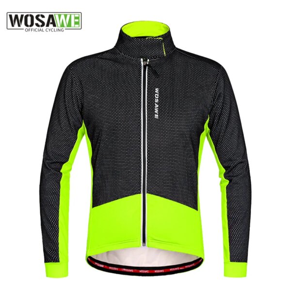 WOSAWE, chaquetas de ciclismo de invierno, chaqueta térmica de lana a prueba de viento, Jersey de ciclismo de manga larga, ropa reflectante, abrigo