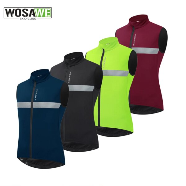 WOSAWE-Chaleco de ciclismo de invierno, chaleco polar reflectante a prueba de viento, ropa para bicicleta de montaña, chaqueta de ciclismo sin mangas con 3 bolsillos traseros