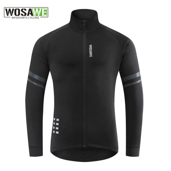 WOSAWE-Chaqueta térmica de lana para ciclismo para hombre, ropa de ciclismo de manga larga, color negro, nueva moda 2022