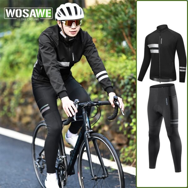 WOSAWE, traje de ciclismo de invierno para hombre, chaqueta polar para mantener el calor, ropa deportiva reflectante para ciclismo, camisetas, pantalón, traje, equipo deportivo térmico