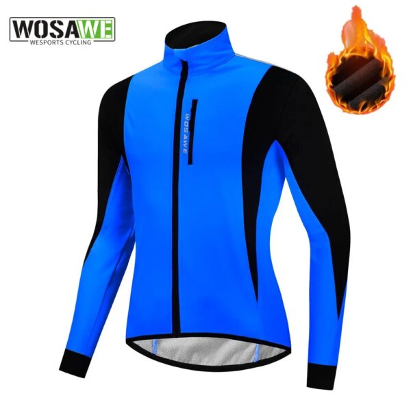 WOSAWE, chaquetas térmicas de invierno de lana para ciclismo para hombre, ropa de abrigo para ciclismo de montaña, abrigo deportivo a prueba de viento, Jersey, cortavientos para bicicleta