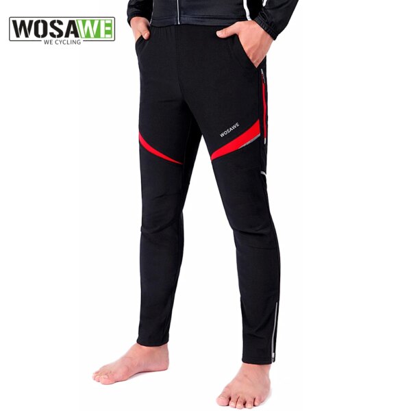 WOSAWE, pantalones gruesos de invierno para ciclismo, ropa deportiva a prueba de viento para bicicleta de montaña, pantalones de ciclismo de carreras, pantalones negros de ocio para otoño