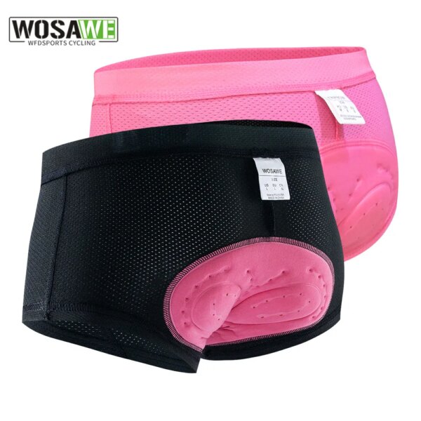 WOSAWE, ropa interior para ciclismo para mujer, pantalones cortos con patrón deportivo, pantalones cortos ajustados para bicicleta, pantalones cortos de Gel MTB para mujer, calzoncillos para montar en bicicleta