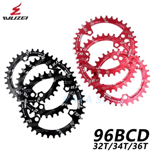 WUZEI MTB plato 96BCD piñón de bicicleta angosto ancho 32T 34T 36T corona de rueda dentada redonda ovalada para Shimano M7000 M8000 M9000