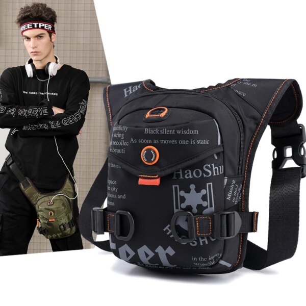 Paquete de cintura bolsa de pierna de cadera para hombres motocicleta impermeable Nylon hombre jinete mensajero hombro trasero muslo bolsas cinturón riñonera