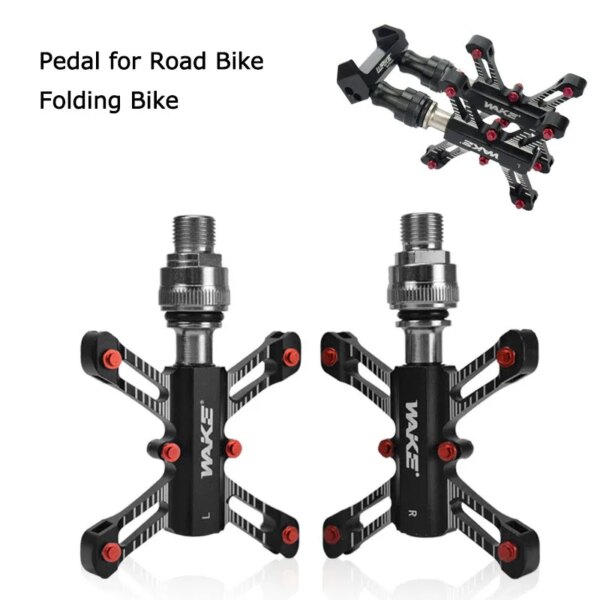 Wake pedales de bicicleta plegables doble QR para Dahon K3Plus P8 412 bicicleta plegable 3 Pedal de rodamiento sellado para bicicleta de carretera MTB