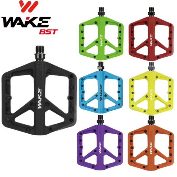 Wake-Pedal de bicicleta de montaña MTB DU +, sello de rodamiento, estribo ultraligero, área amplia, fibra de nailon, antideslizante, accesorios para bicicleta de carretera