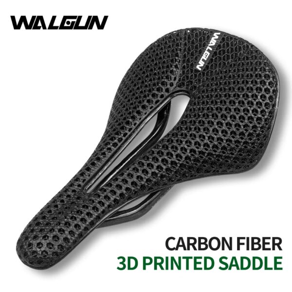 Walgun Sillín ultraligero de carbono con estampado 3D de 143mm, asiento de bicicleta de 160g, asiento de grava para montaña y carretera, para hombres y mujeres, pieza de bicicleta