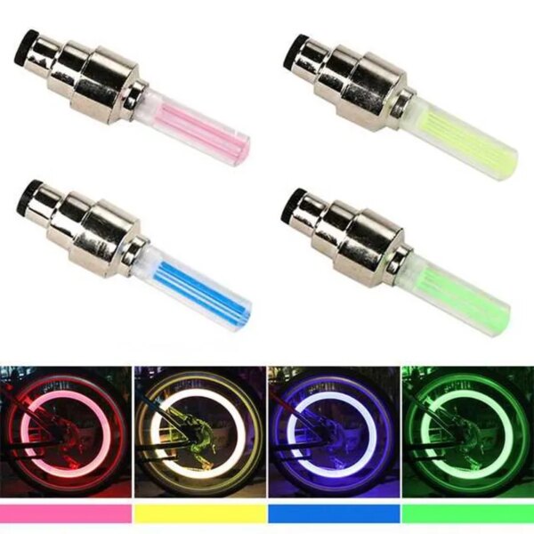 WasaFire-luz de neón para radios de bicicleta, Mini luz LED trasera para rueda de bicicleta de montaña, boquilla para neumático, tapas de válvula, lámpara de advertencia para ciclismo, luz trasera