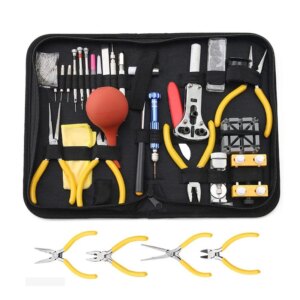Kits de herramientas de reparación de relojes, removedor de pasadores de enlace de reloj, abridor de caja, removedor de barra de resorte, Kits de palanca de abridor de tapa de movimiento