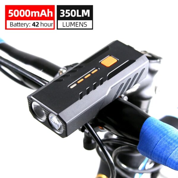 Luz de bicicleta impermeable IP65, 2400mAh, 5000mAh, Sensor de luz inteligente USB, luz delantera de bicicleta, linterna para Ciclismo de Carretera MTB