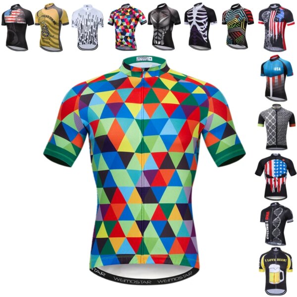 Weimostar-Camiseta de Ciclismo para equipo de bicicleta, camiseta de manga corta para hombre, Maillot de Ciclismo de secado rápido, ropa deportiva para Ciclismo de montaña