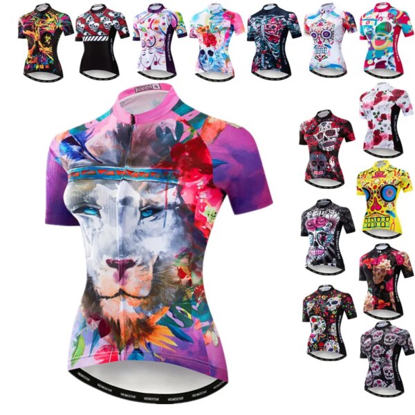 Weimostar-Camiseta de ciclismo con estampado de León para mujer, ropa de ciclismo, Tops, camiseta para bicicleta de montaña de secado rápido, ropa de ciclismo