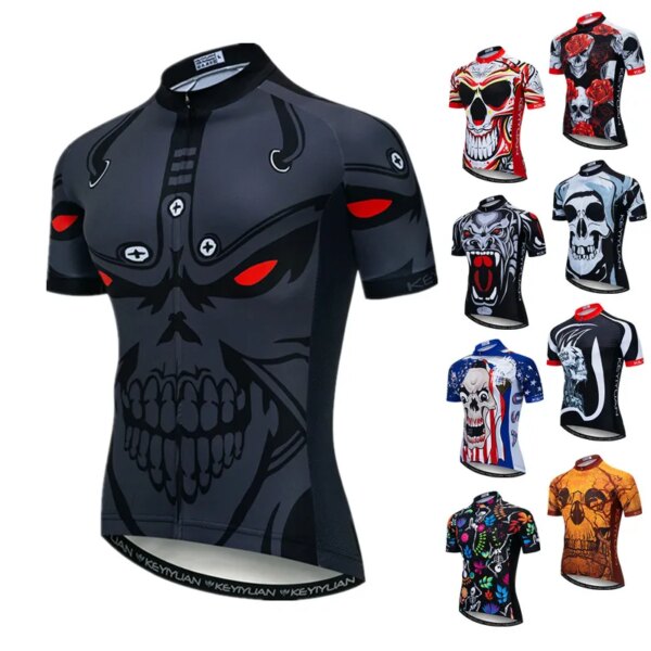 Weimostar-Camiseta de ciclismo con calavera para hombre, camiseta de equipo profesional para bicicleta de montaña, ropa de ciclismo transpirable, ropa de bicicleta de carretera
