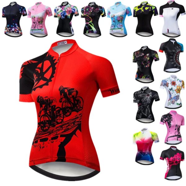 Weimostar-Camiseta de ciclismo roja para mujer, ropa de equipo profesional para ciclismo de montaña, camiseta de Ciclismo de Carretera 2024