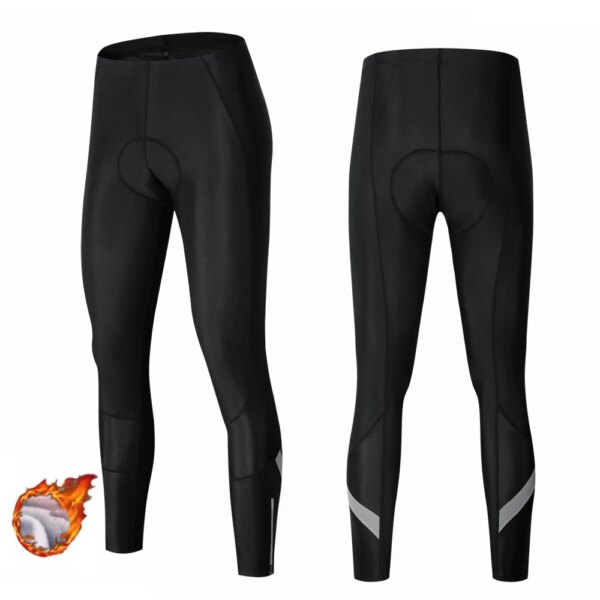 Weimostar pantalones de ciclismo de lana de invierno para hombre, pantalones cálidos reflectantes para bicicleta de montaña, pantalones ajustados para bicicleta de montaña con almohadilla de Gel, color negro